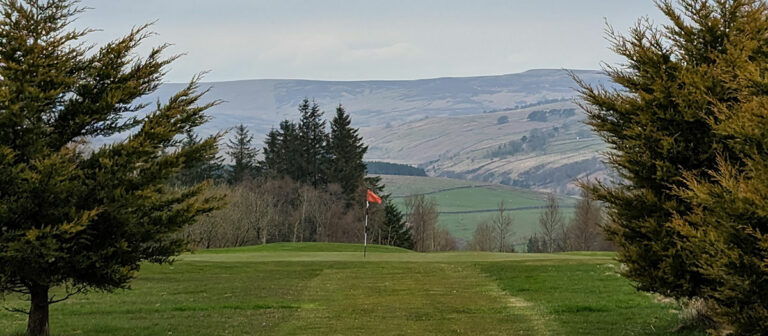 golf green between trees at Alston Golf Course