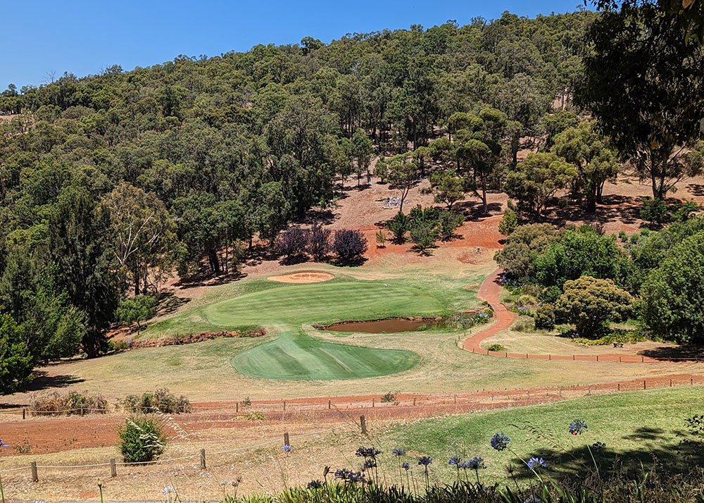 view of the 16th hole at Araluen golf course